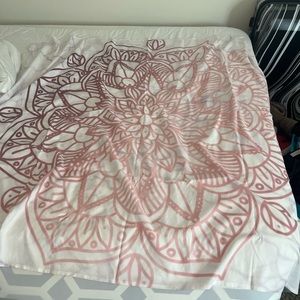 Pink floral marble tapestry